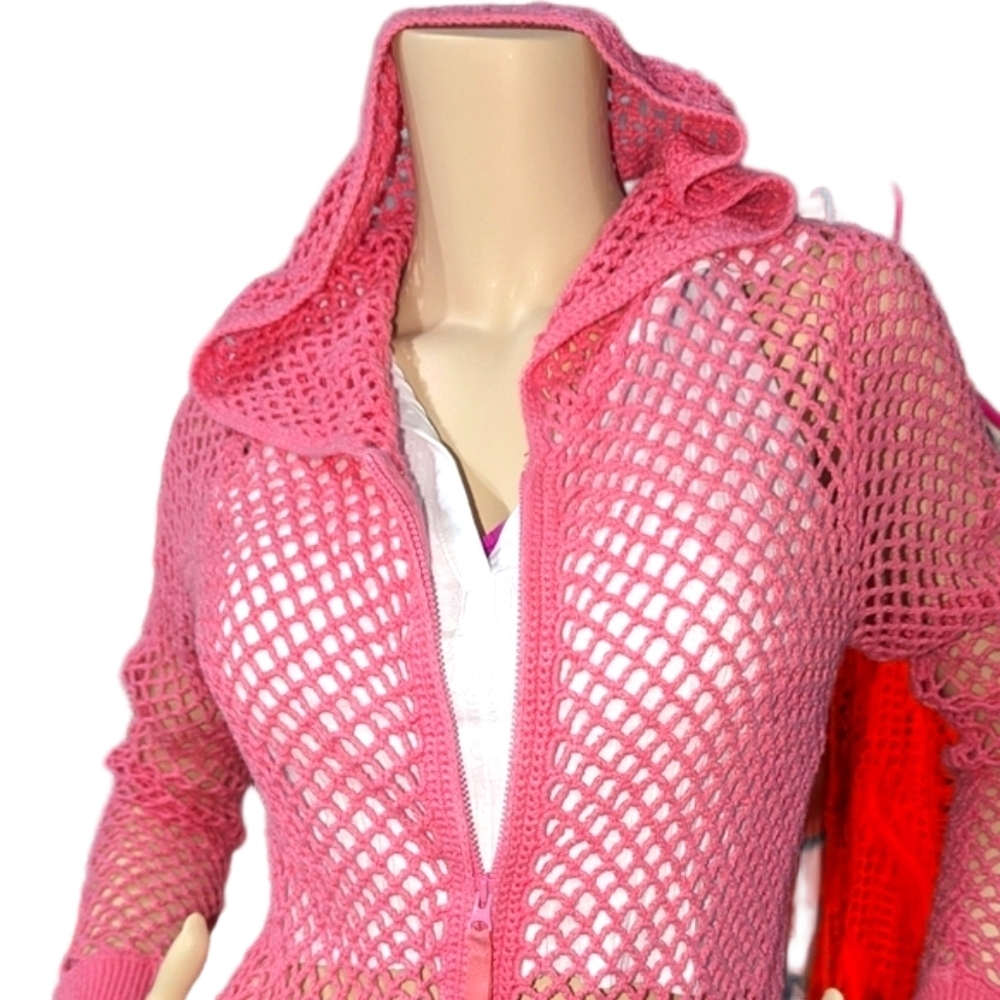 Swimsuit Cover Up Small  Hot Pink Meshed 80s Vintage Style Vacay Outfit